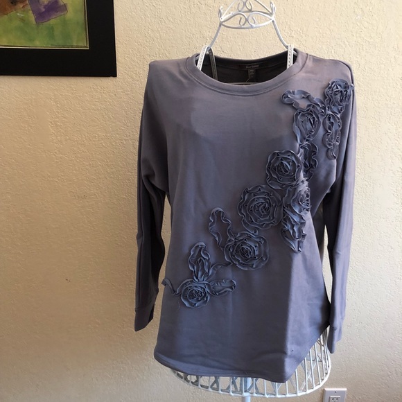 Anthropologie Ambrosi Applique Sweatshirt floral - Picture 1 of 10